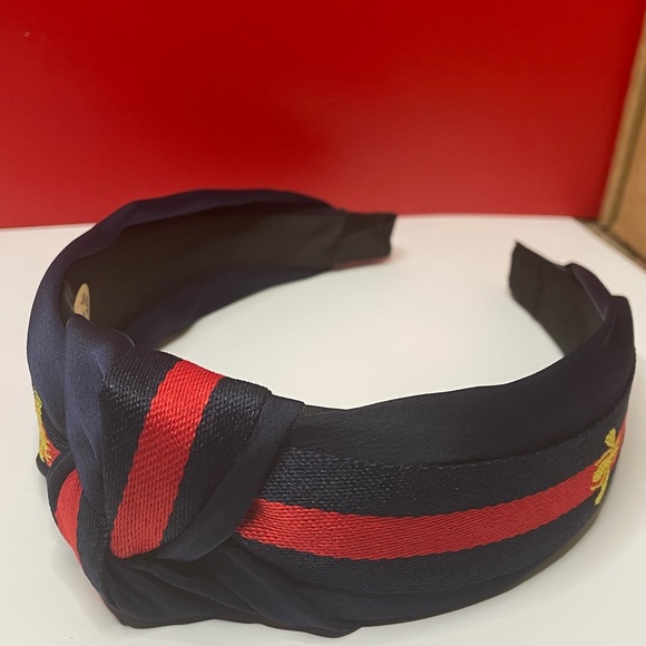 Navy Blue “Bee” Knotted Headband - Picture 3 of 4